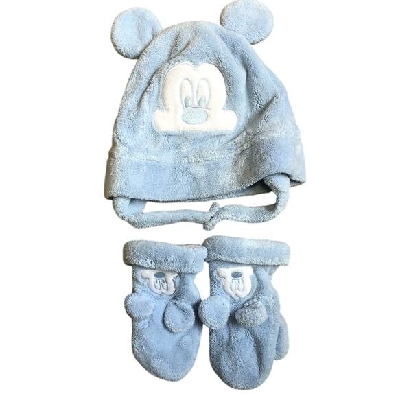 Blue Cozy Mickey Hat And Gloves - Picture 1 of 4